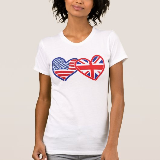 Amerikaanse vlag-/Unievlagerhart T-shirt (Voorkant)