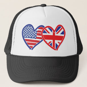 Amerikaanse vlag-/Unievlagerhart Trucker Pet