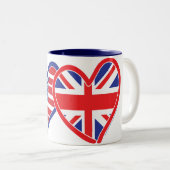 Amerikaanse vlag-/Unievlagerhart Tweekleurige Koffiemok (Voorkant rechts)