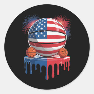 Amerikaanse Vlag Usa Ijs Drip Game Sketll Drip Ronde Sticker