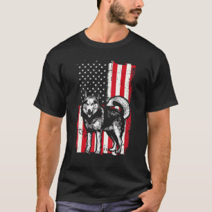 Amerikaanse Vlag Usa Siberische Husky Wolfshond T-shirt