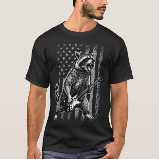 Amerikaanse Vlag Usa Vlag Grappige Wasbeer Spelend T-shirt