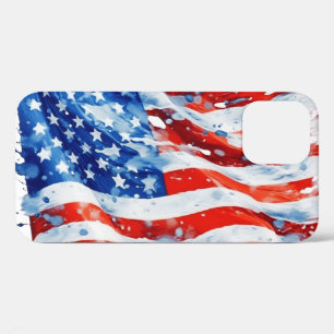 Amerikaanse Vlag USA Waterverf 4 juli iPhone 12 Pro Hoesje