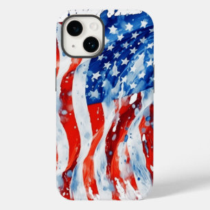 Amerikaanse Vlag USA Waterverf 4 juli Case-Mate iPhone 14 Hoesje