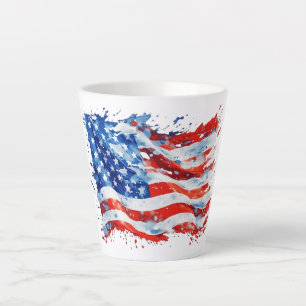 Amerikaanse Vlag USA Waterverf 4 juli Latte Mok