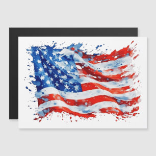 Amerikaanse Vlag USA Waterverf 4 juli Magnetische Uitnodiging