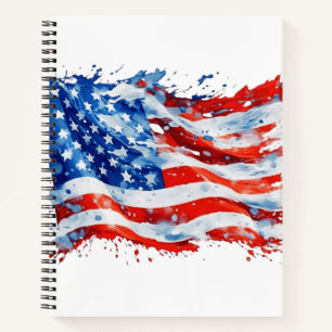 Amerikaanse Vlag USA Waterverf 4 juli Notitieboek