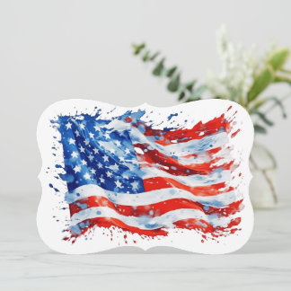 Amerikaanse vlag USA Waterverf 4 juli Notitiekaartje