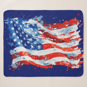 Amerikaanse Vlag USA Waterverf 4 juli Sherpa Deken