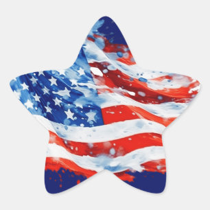 Amerikaanse vlag USA Waterverf 4 juli Ster Sticker