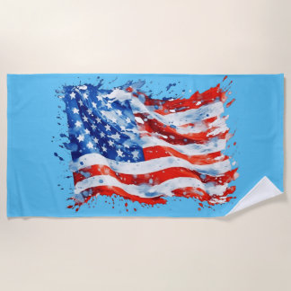 Amerikaanse vlag USA Waterverf 4 juli Strandlaken