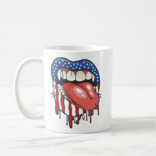Amerikaanse vlag Vampire Lips T-Shirt Koffiemok