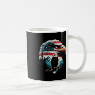 Amerikaanse vlag van Bald Eagle op 4 juli rood wit Koffiemok