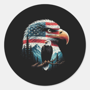 Amerikaanse vlag van Bald Eagle op 4 juli rood wit Ronde Sticker