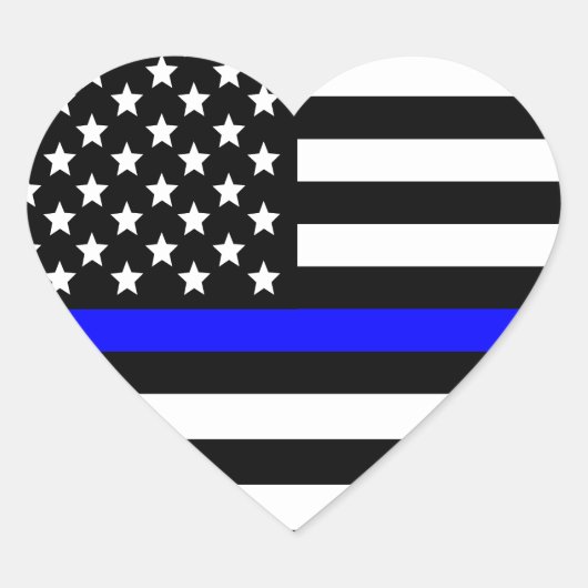 Amerikaanse vlag van de politie Thin Blue Line Hart Sticker (Voorkant)