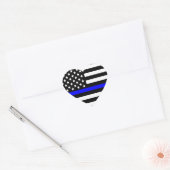 Amerikaanse vlag van de politie Thin Blue Line Hart Sticker (Envelop)