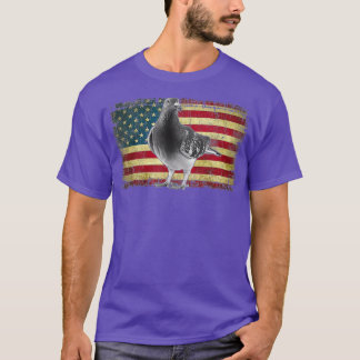 Amerikaanse vlag van Pigeon Bird op 4 juli Verenig T-shirt