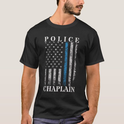 Amerikaanse vlag van politie Chaplain T-shirt (Voorkant)