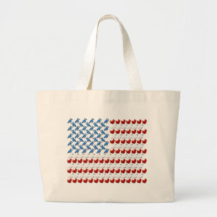 Amerikaanse vlag van vogels grote tote bag
