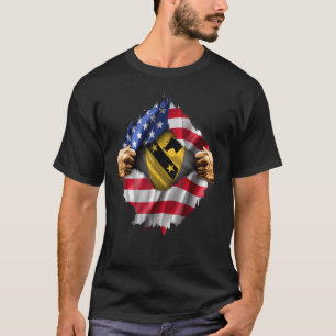 Amerikaanse vlag, verborgen 1st Cavalry Division V T-shirt