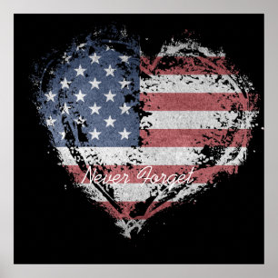 Amerikaanse vlag vergeet nooit poster