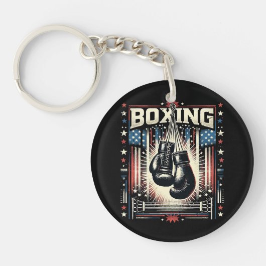 Amerikaanse vlag verhit - Boxer bo Sleutelhanger (Voorkant)