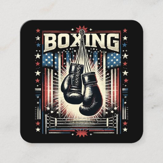 Amerikaanse vlag verhit - Boxer bo Vierkante Visitekaartje (Voorkant)
