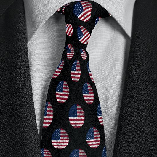 Amerikaanse vlag verontruste cirkel patroon stropdas