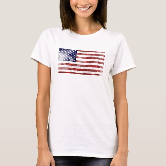Amerikaanse vlag versteld en vervaagd t-shirt (Voorkant)