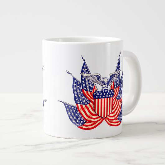 Amerikaanse vlag, vierde juli Extra Grote Mok (Voorkant rechts)