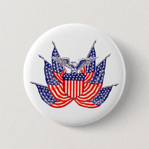 Amerikaanse vlag, vierde juli Ronde Button 5,7 Cm