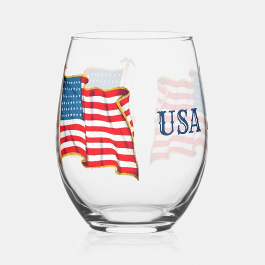  Amerikaanse vlag, vierde juli Wijnglas Zonder Voet (Voorkant)