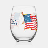  Amerikaanse vlag, vierde juli Wijnglas Zonder Voet (Links)