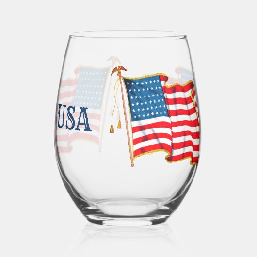 Amerikaanse vlag, vierde juli Wijnglas Zonder Voet (Links)