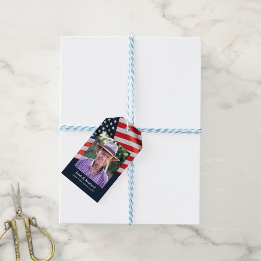 Amerikaanse vlag viering van het leven dank u cadeaulabel (Met Touw)