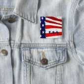 Amerikaanse vlag vierkante button 5,1 cm (In situ)