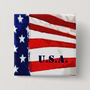 Amerikaanse vlag vierkante button 5,1 cm
