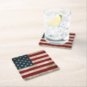 Amerikaanse vlag vierkante kartonnen onderzetter (Insitu)
