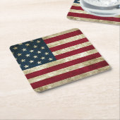 Amerikaanse vlag vierkante kartonnen onderzetter (Schuin)