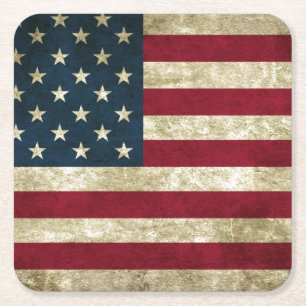 Amerikaanse vlag vierkante kartonnen onderzetter