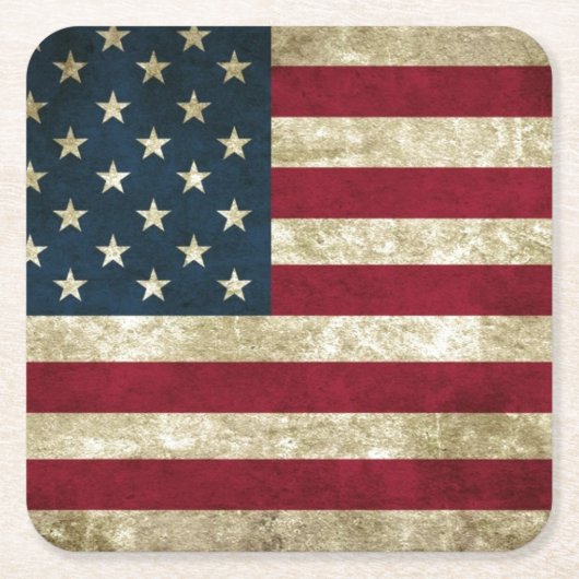 Amerikaanse vlag vierkante kartonnen onderzetter (Voorkant)