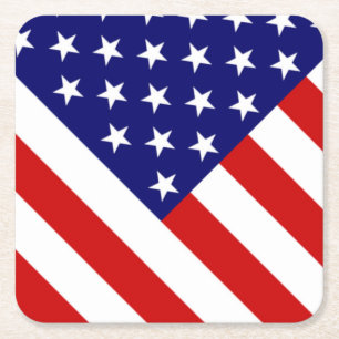 Amerikaanse vlag vierkante kartonnen onderzetter