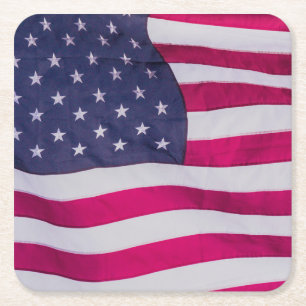 Amerikaanse vlag vierkante kartonnen onderzetter