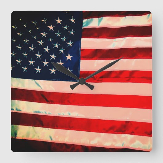 Amerikaanse vlag vierkante klok (Voorkant)