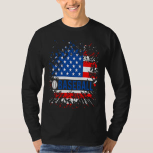 Amerikaanse Vlag Vintage Honkbal Patriotistisch H T-shirt