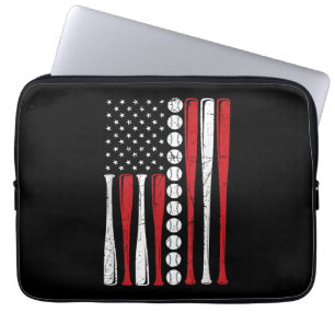 Amerikaanse Vlag Vintage Honkbal Vlag 4 juli Laptop Sleeve