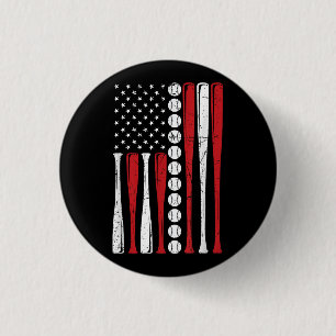 Amerikaanse Vlag Vintage Honkbal Vlag 4 juli Ronde Button 3,2 Cm