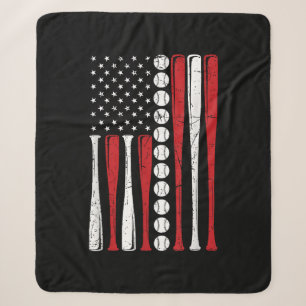 Amerikaanse Vlag Vintage Honkbal Vlag 4 juli Sherpa Deken