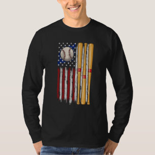 Amerikaanse Vlag Vintage Honkbal Vlag Moeder Vade T-shirt