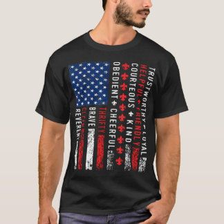 Amerikaanse Vlag Vintage Stijl Buitenscouting T-shirt